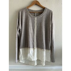 Entro Textured Long Sleeve Knit Top Size Large Boho Casual Lagenlook